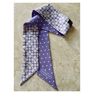 Coach Periwinkle Polka Dot Logo Silk Y2K Bag Scarf